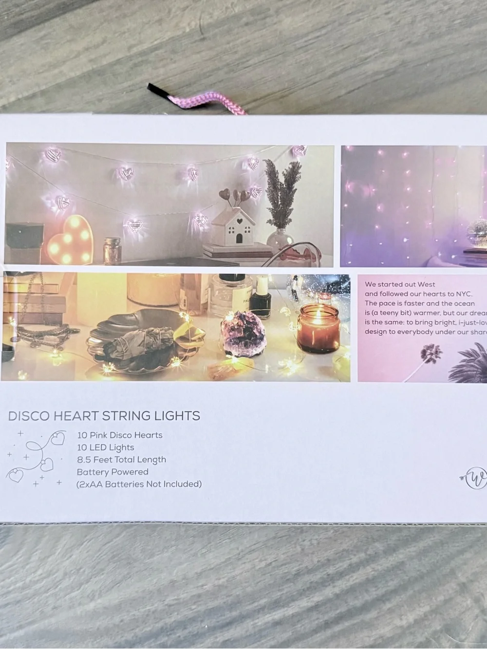 Pink Disco Heart String Lights